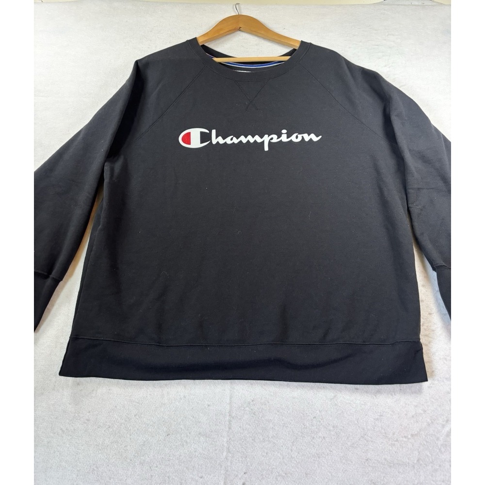 Champion Women's Powerblend Boyfriend Pullover Navy Plus Size 2X